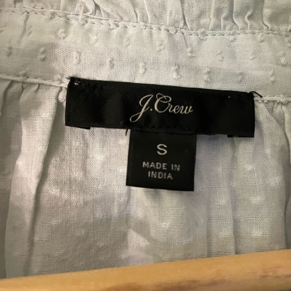 J. Crew Soft Gray Ruffle Trim Clip Dot Blouse, Size S - Picture 2 of 6